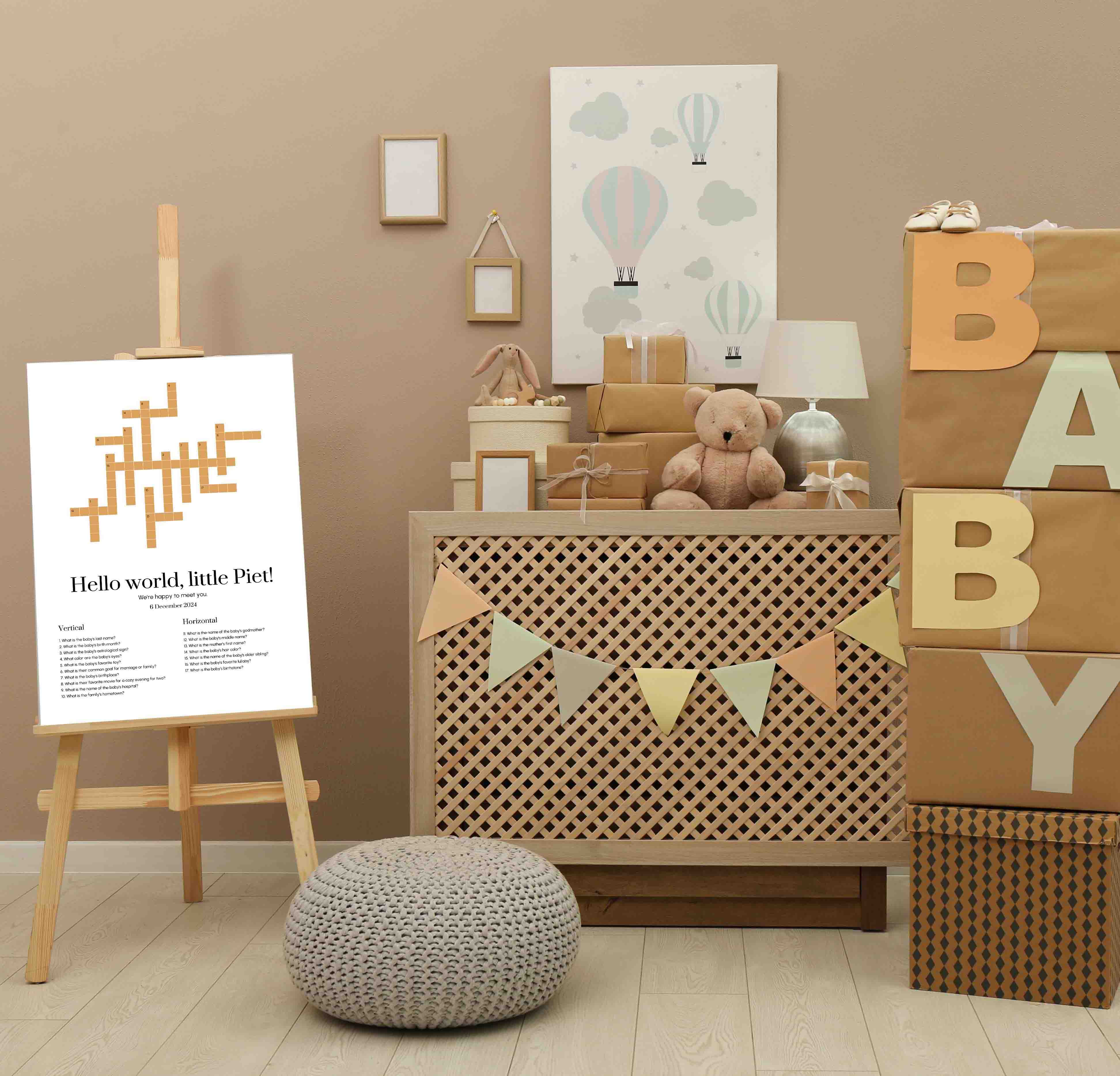 Crossword for your babyshower