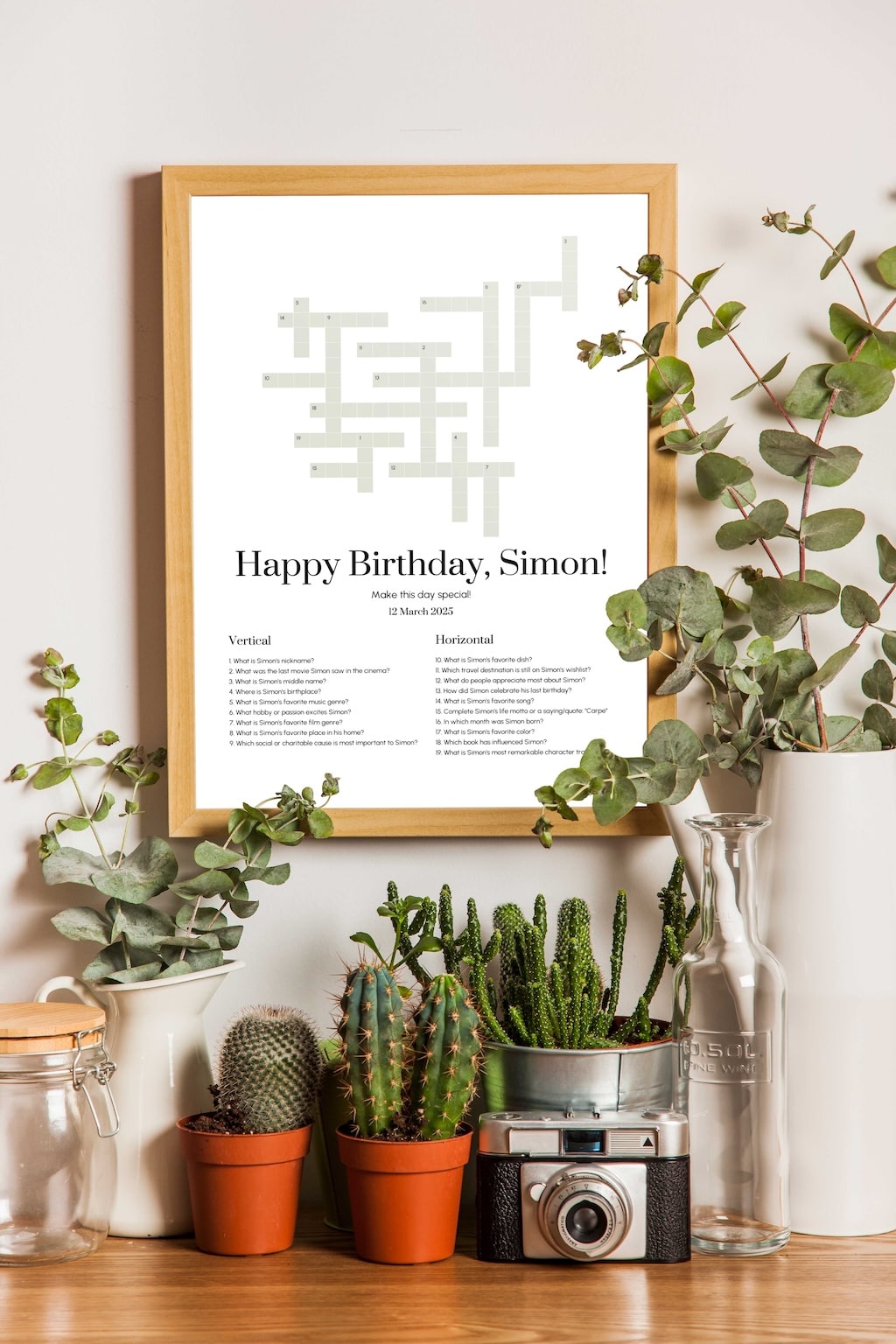 Crossword for your birthday - greenery