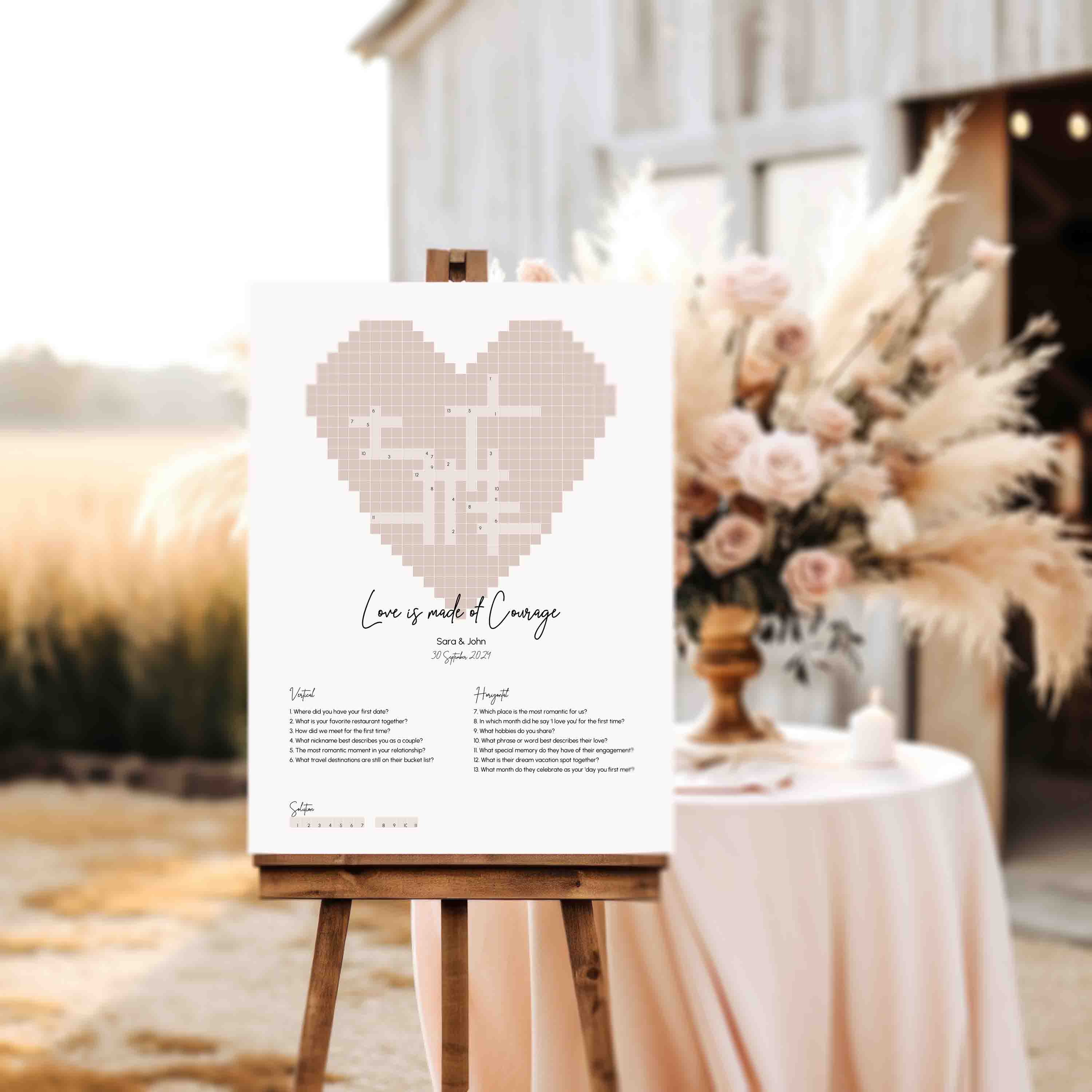 Crossword for your wedding entrance
